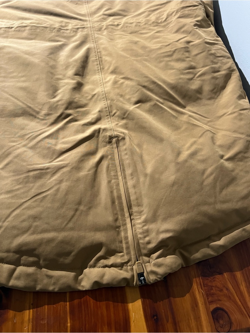 Women’s Hooded Long Puffer Coat - Tan - Picture 9 of 11